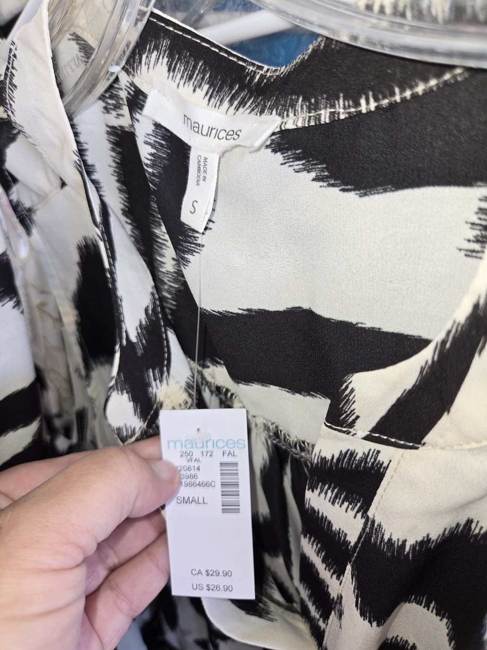 Maurices Black & Cream Printed Blouse